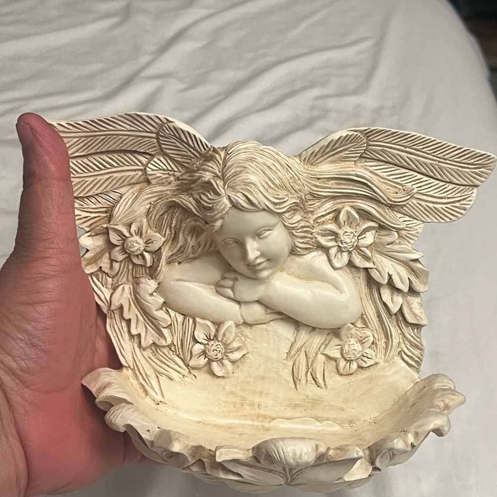 Cherub Angel Decorative Wall Dish - Cream